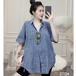 Sơ mi JEAN Bigsize vạt bầu (60-90Kg) MS219