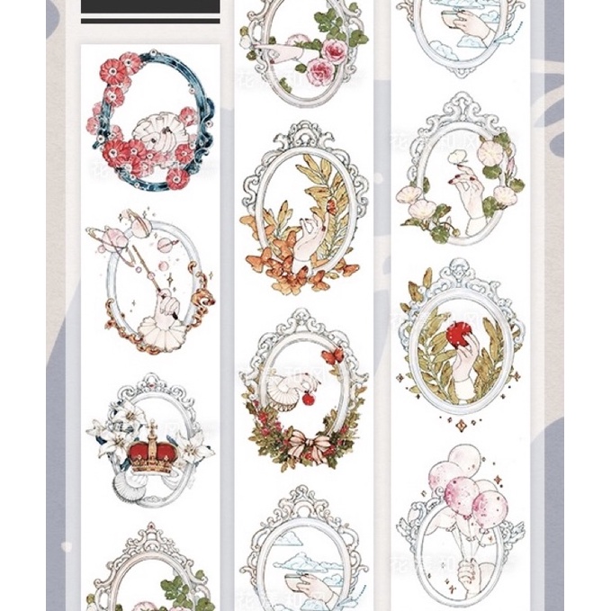 Băng dính washi tape hoạ tiết khung hoa cổ điển