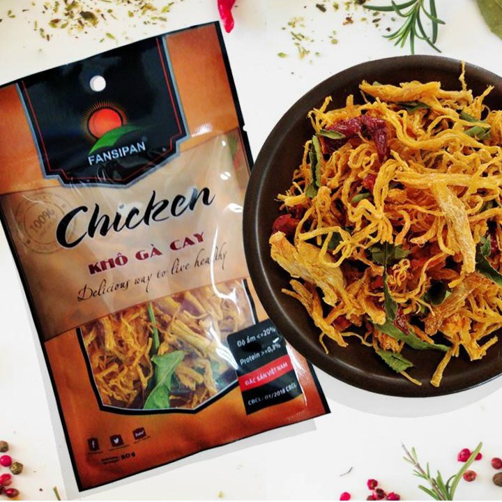 (Sale Sốc) Đồ Ăn Vặt Khô Gà Cay Fansipan Thơm Ngon - Khô Gà Gói- Khô Gà Cay- Khô Gà Lá Chanh