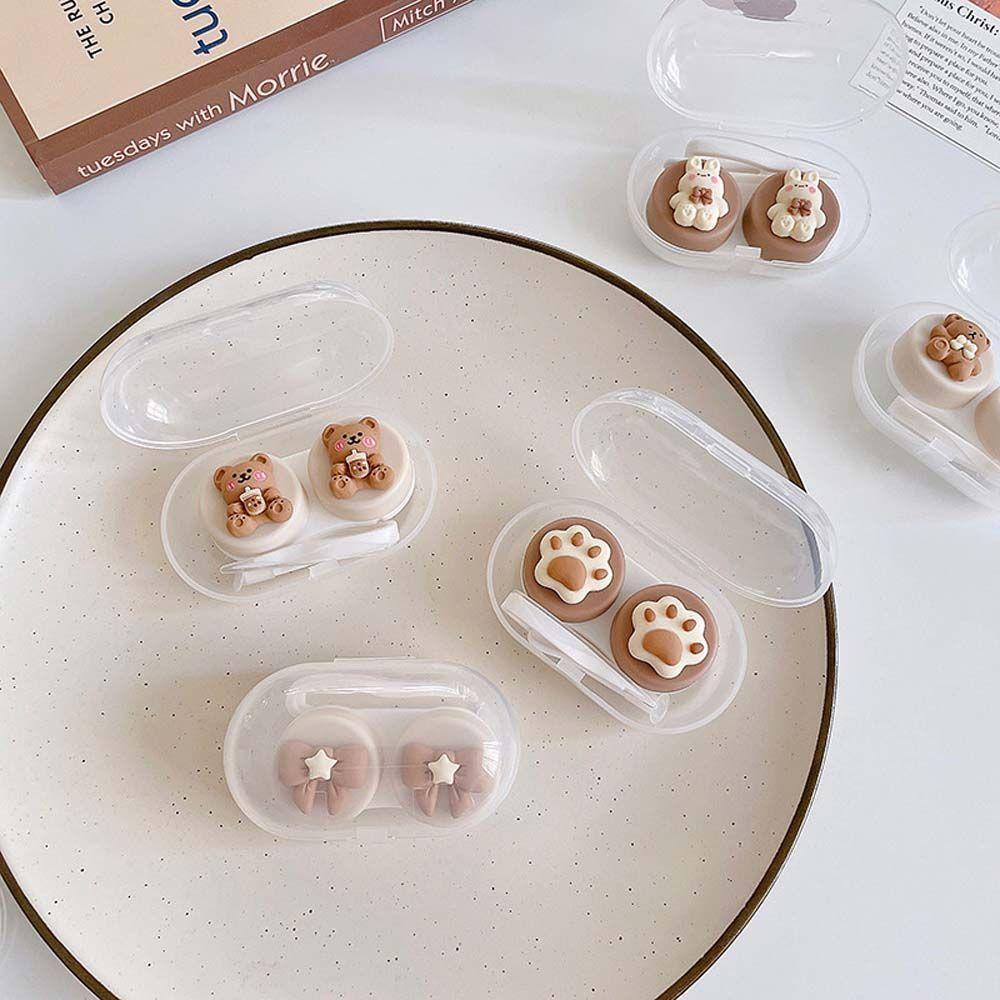 Hộp Đựng Kính Áp Tròng Kèm Nắp Đậy Họa Tiết Hoạt Hình Và Hoa Xinh Xắn