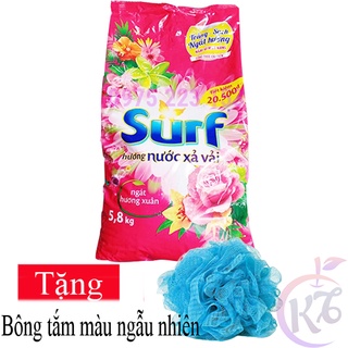 Bột giặt Surf bịch 5.5kg hương nước xả vải ngát hương xuân Tặng 1 bông tắm màu ngẫu nhiên - xà bông giặt đồ surf 5.5 kg