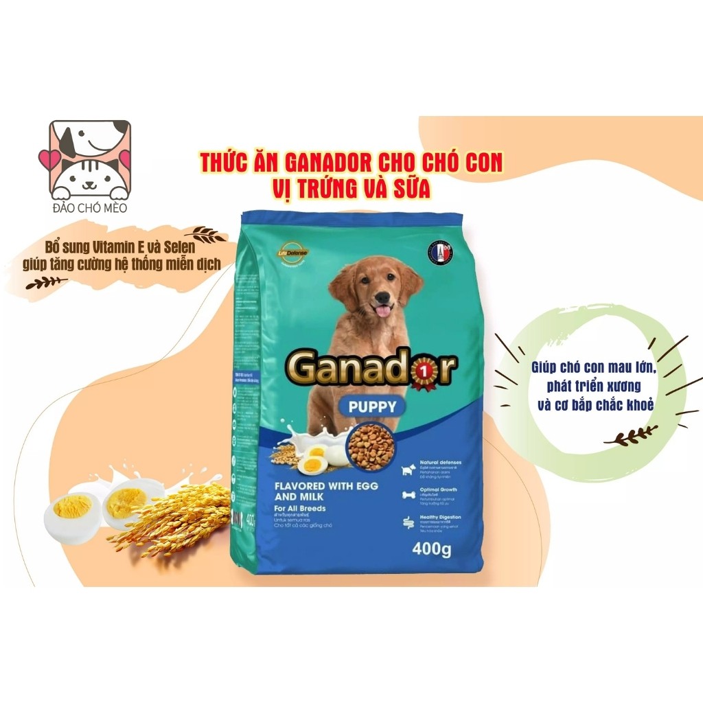 [Mã PET50 giảm 10% - tối đa 50K đơn 250K] Thức ăn cho chó Gói 400gr Thức ăn cho chó Ganador - FIB's - adult - puppy