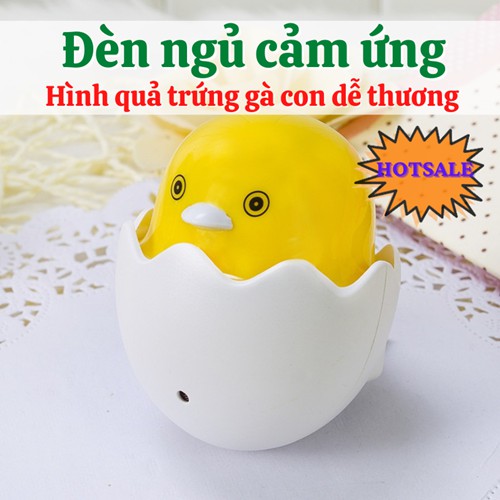 Đèn ngủ 🐣SALE🐣 Đèn ngủ cảm ứng ánh sáng thông minh tự động sáng khi trời tối hình quả trứng gà con dễ thương giá rẻ