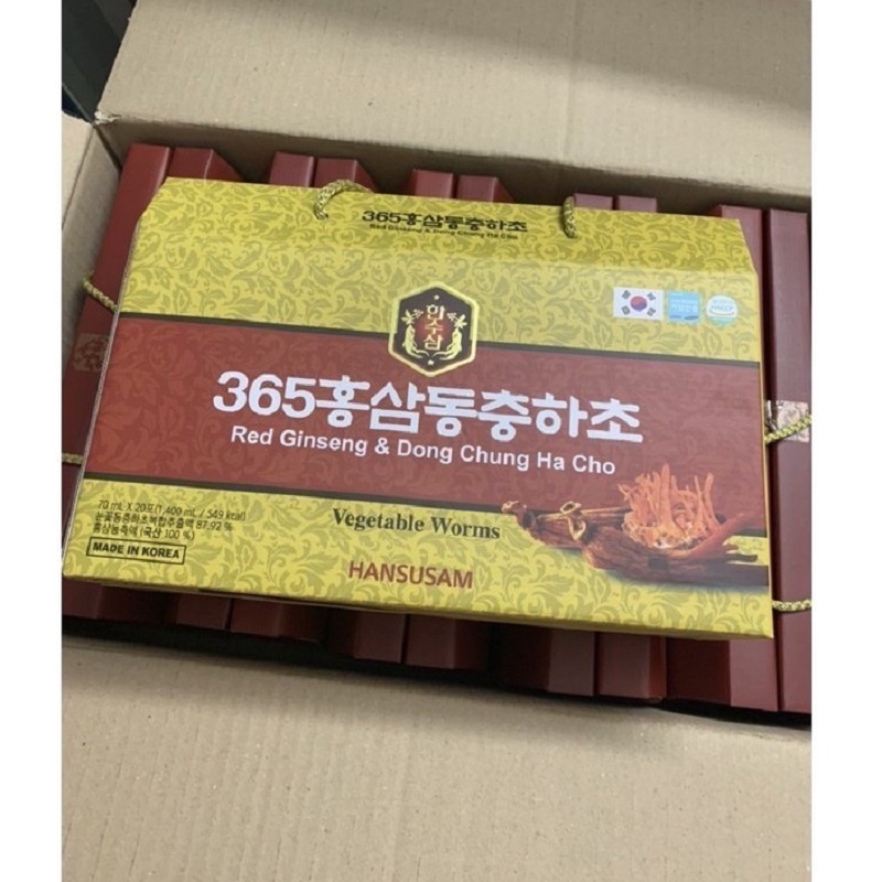 Nước Đông Trùng Hạ Thảo 365 Hansusam Hàn Quốc, Xách 20 Gói * 70ml, Giúp Bổ Phổi, Bồi Bổ Nâng Cao Sức Khỏe