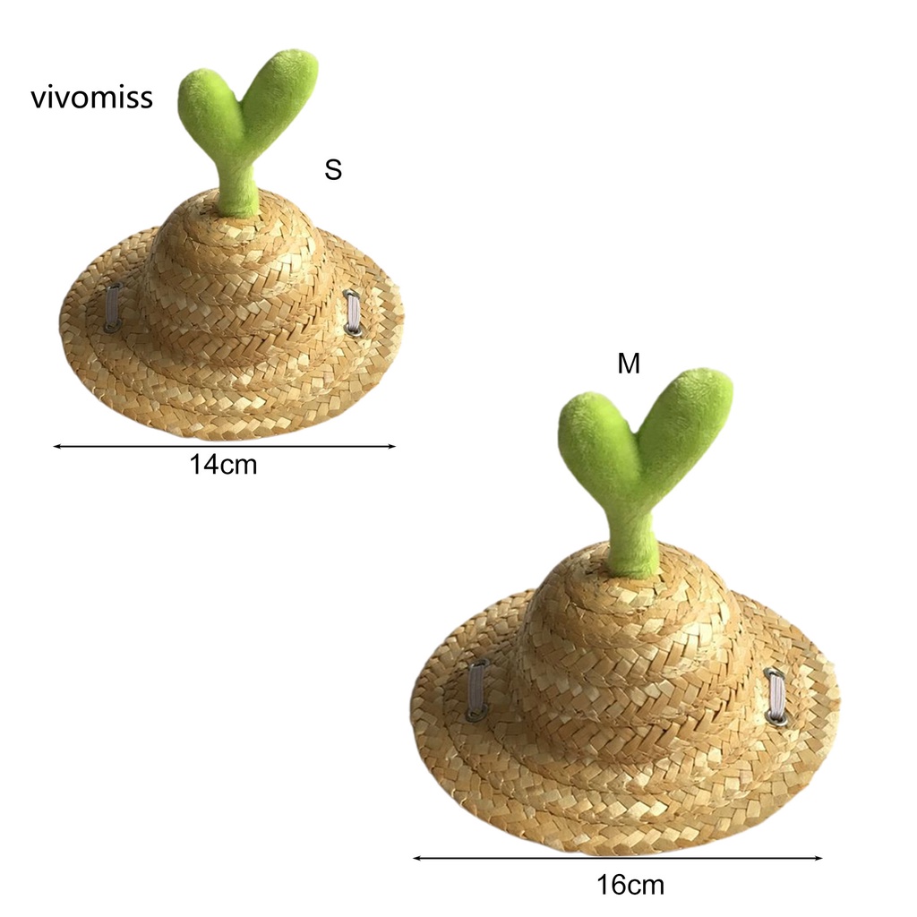 Nón Rơm Đan Kèm Dây Đeo Có Thể Điều Chỉnh Dành Cho Cún Cưng