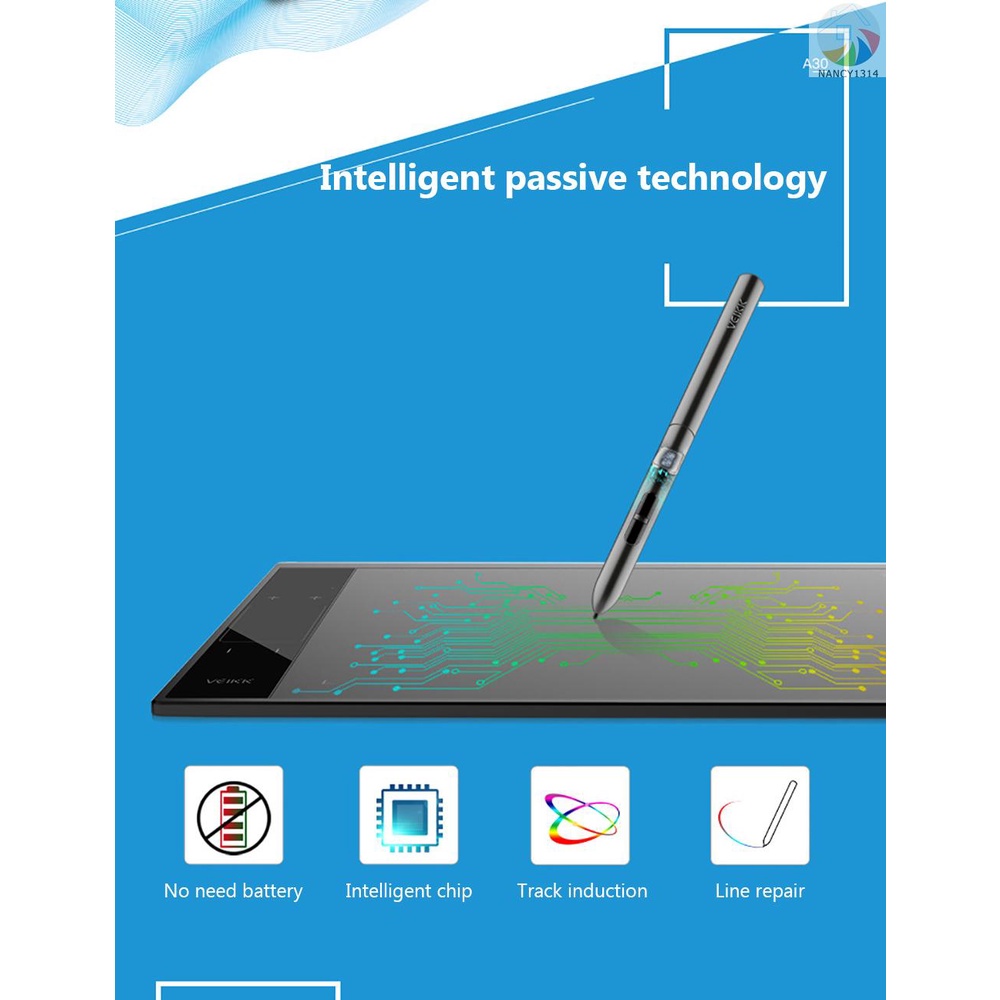 Mới Máy Tính Bảng Đồ Họa Veikk A30 10x6 Inch Với 4 Phím Cảm Ứng 8192