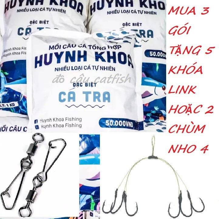 [ 3KG ]COMBO 3 GÓI Mồi Câu Cá Huỳnh Khoa Mẫu Mới TẶNG KÈM KHÓA LINK Hoặc Chùm Nho -Cám Câu Cá Huynh Khoa