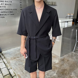 [TAS9] ĐỒ BỘ NAM NGẮN, ĐỒ BỘ VEST NAM MÀU TRẮNG ĐEN - LJINSTORE