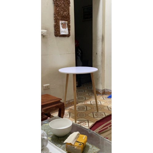 Bàn tròn ăn cafe decor trang trí Chân Gỗ Tự Nhiên Cao Cấp Havaco đường kính 60 cao 74 cm