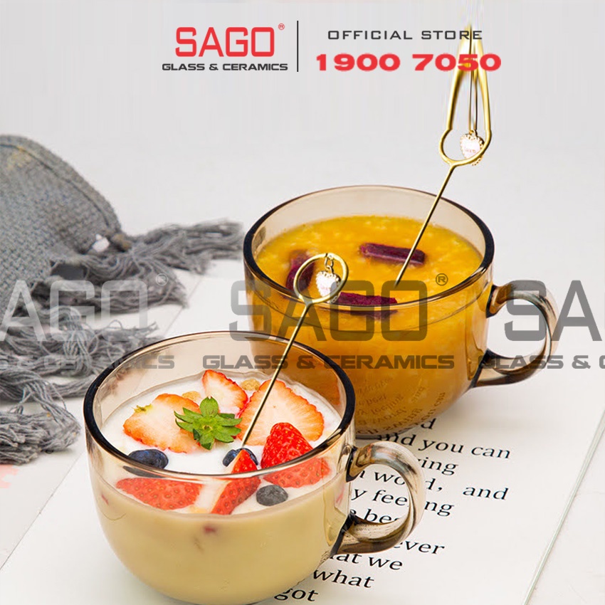 Ly Thủy Tinh Có Quai Uống Sữa , Ăn Ngũ Cốc 480ml | Tùy chọn Màu Sắc