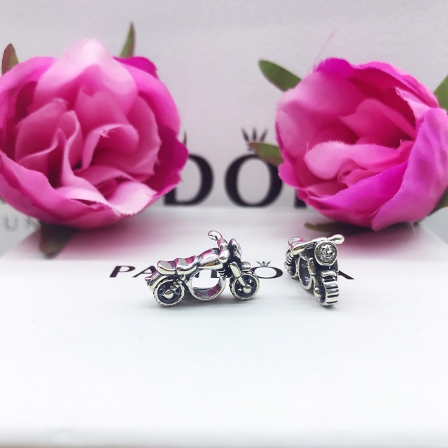 Charm xe moto bạc s925 - lăn được bánh