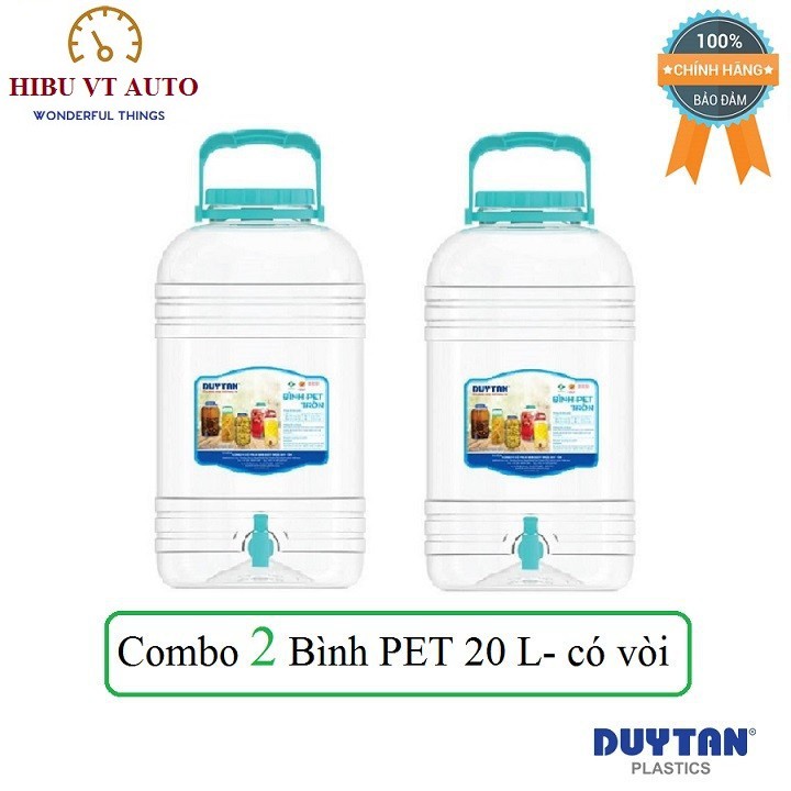 Bình PET Đựng Nước Tròn Có Vòi 20 Lít Duy Tân (Ø 26,5 x 45,7 cm) No.627