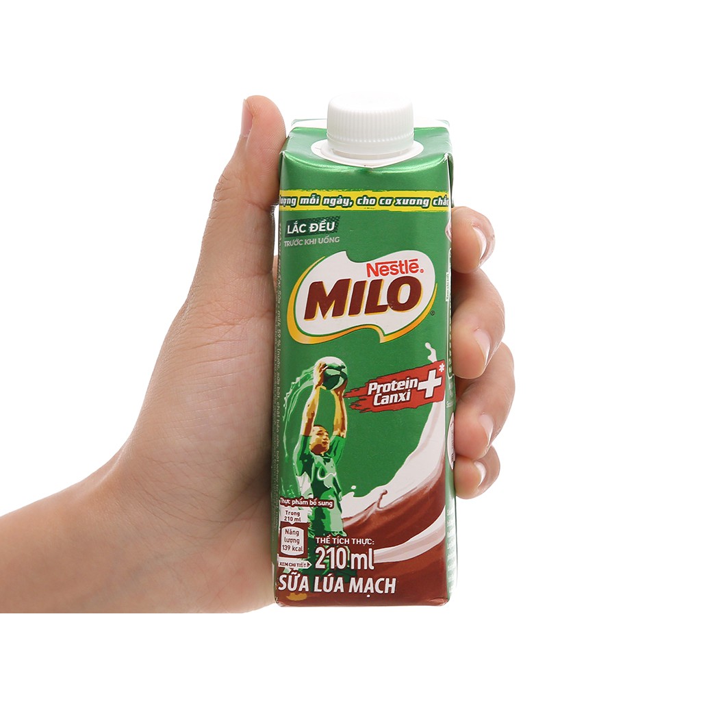 Sữa lúa mạch MILO nắp vặn 210ML[ Tặng 1 hộp milo nắp vặn 200ml khi mua 2 hộp]