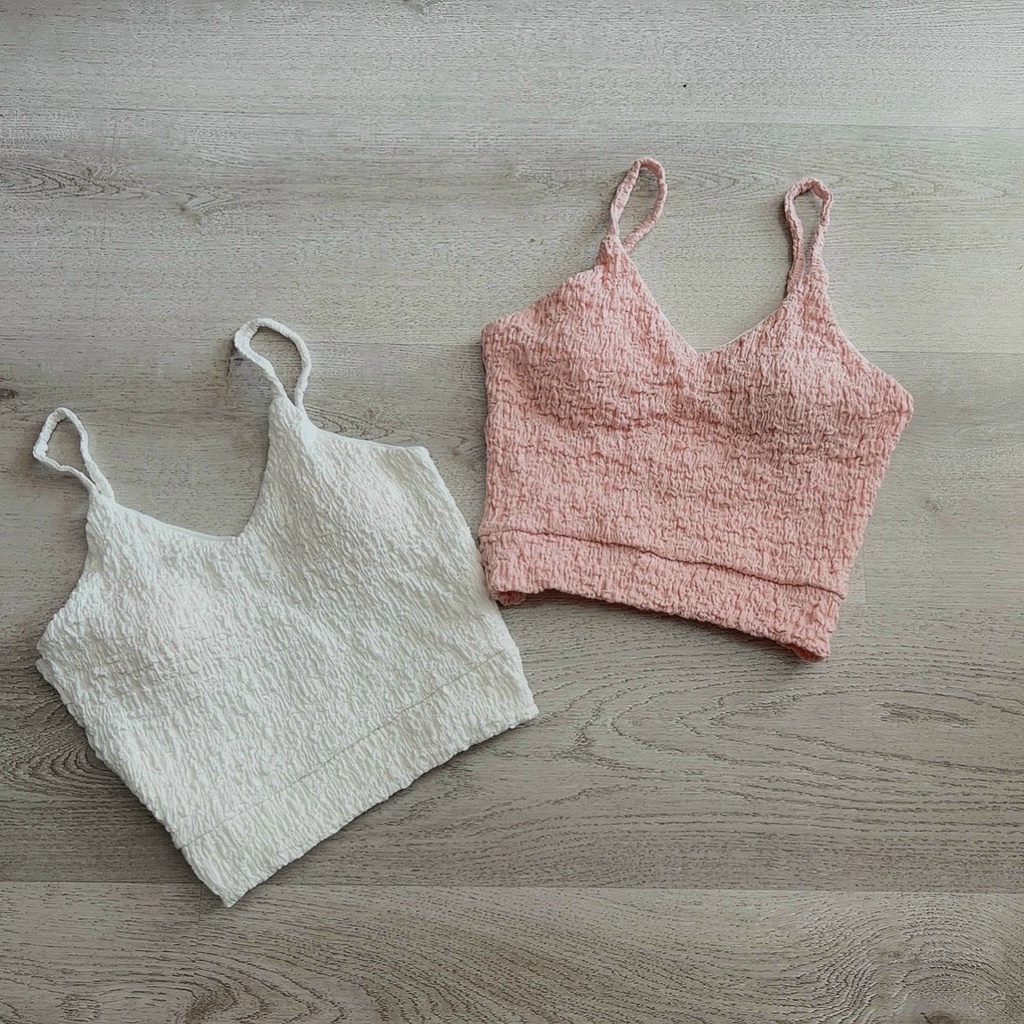 Áo 2 dây croptop trơn  vải xốp quảng châu xinh pc