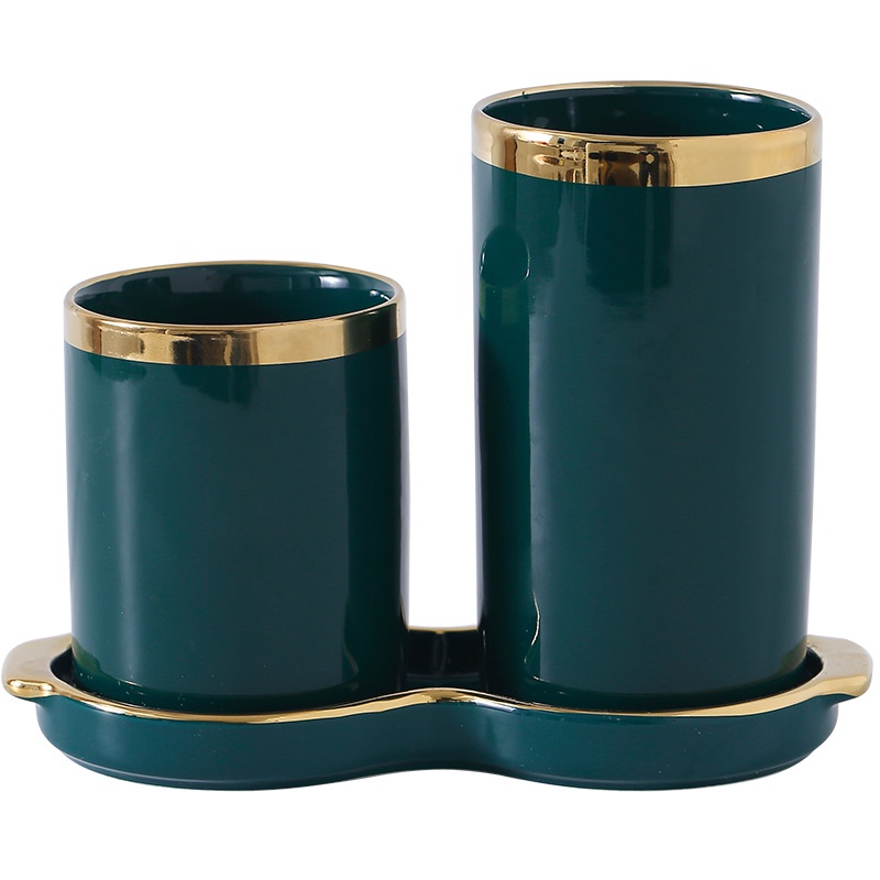 Ống Đựng Đũa - Giá Kệ Đồ Để Đũa,thìa,muỗng - Hũ Đựng Dao Kéo Bằng Sứ Viền Vàng Cao Cấp Phong Cách Bắc Âu