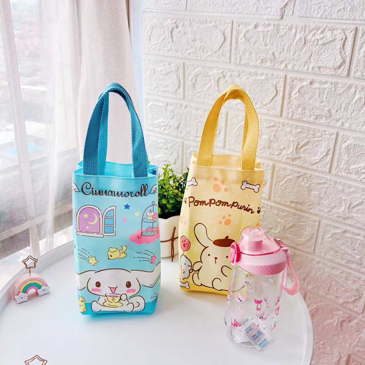 Túi vải canvas đựng bình nước họa tiết hoạt hình Nhật Bản xinh xắn