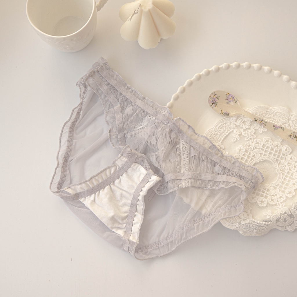 Quần lót cotton AOWEINISI lưng thấp phối lưới quyến rũ cho nữ