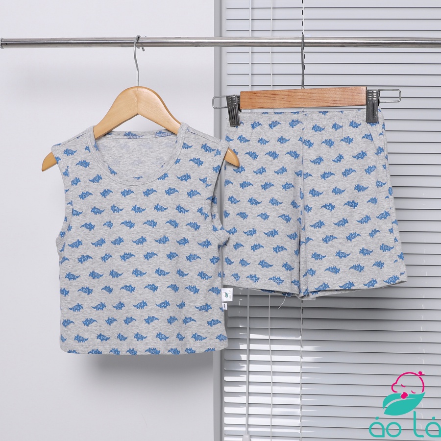 Bộ ba lỗ bé trai sát nách mùa hè thun cotton bozip mỏng mát co giãn thoải mái BOZT22 Áo Lá Homewear, đồ bộ hè bé trai