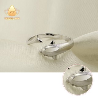 🔥🔥Nhẫn nữ Hình cá heo không đối xứng Cá tính Nhẫn mạ bạc Màu bạc Không phai màu Nhẫn nữ Trang sức NH-002