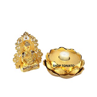 PHẬT THÍCH CA 2 MẶT ĐỂ XE Ô TÔ ĐẾ SEN 064