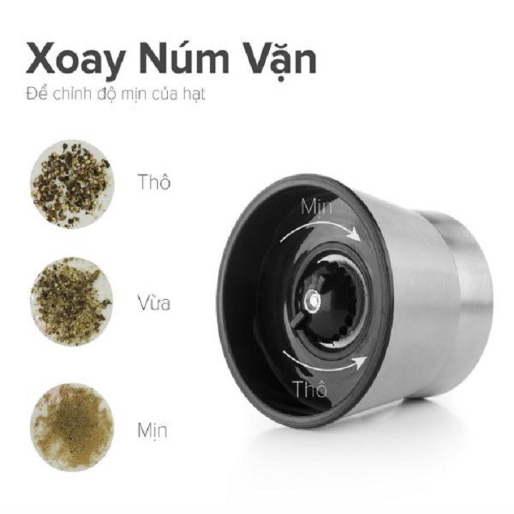 Lọ xay tiêu đa năng thủy tinh dày, inox 304 - 180ml