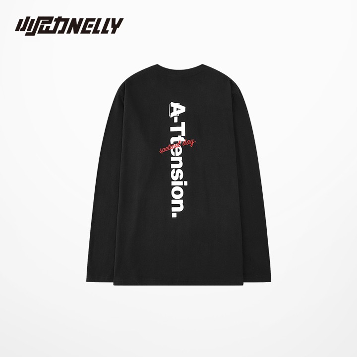 Áo thun dài tay NELLY cotton 100% dáng unisex form rộng in hình attension mã N0155