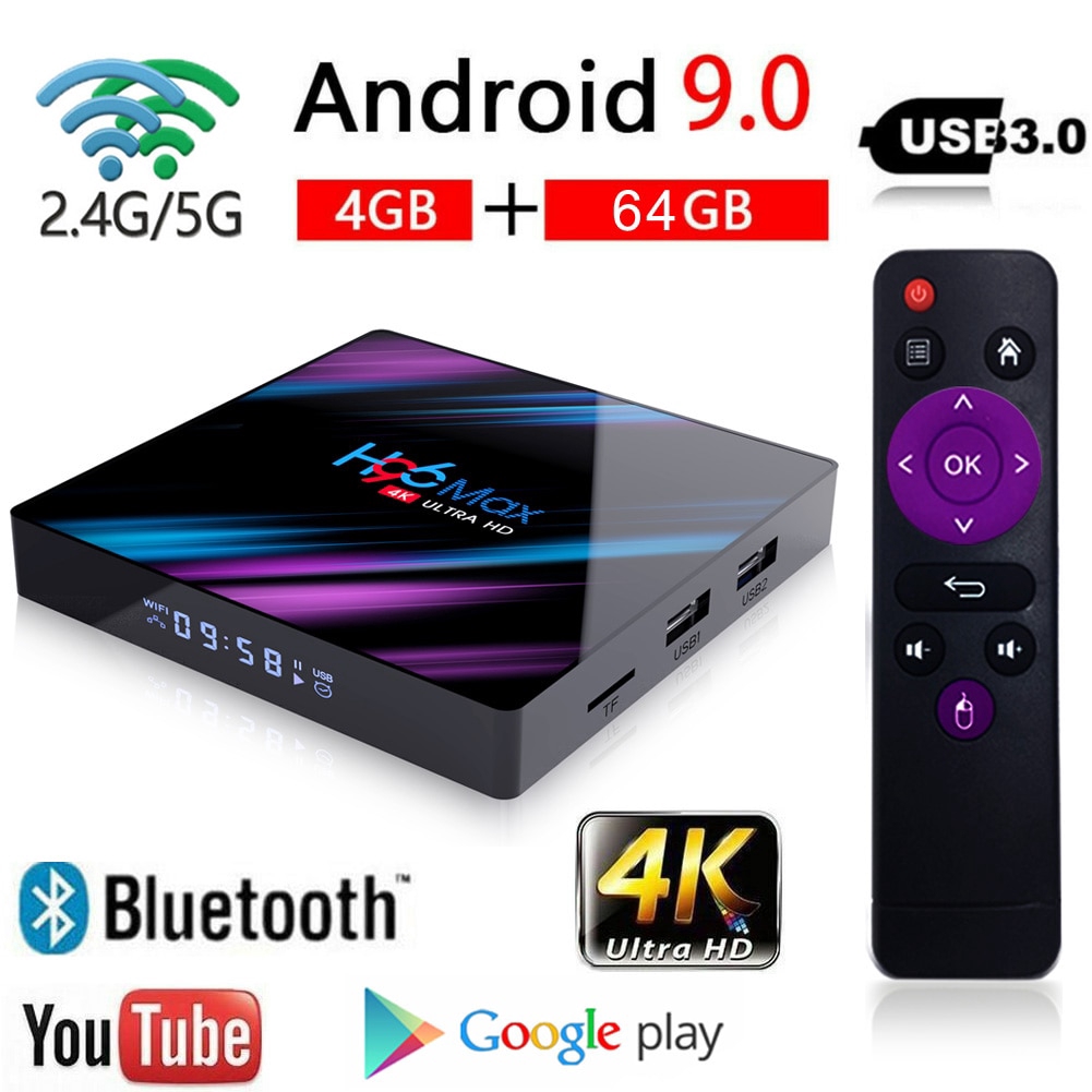 H96 MAX Android 9.0 HỘP TV thông minh 4GB + 64GB Bluetooth 4K Quad Core
