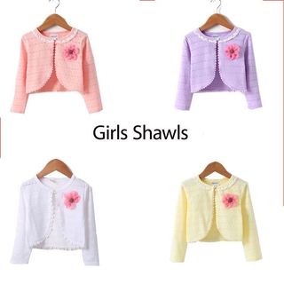 Áo Khoác cardigan Màu Trơn Trang Trí Hoa Ngọt Ngào Dễ Thương Cho Bé Gái