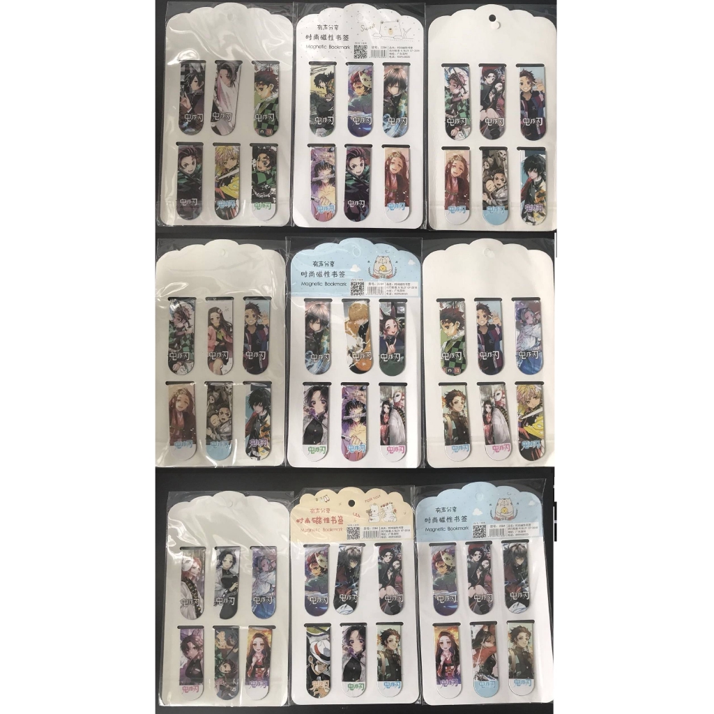 Set 6 Phụ kiện đánh dấu sách họa tiết Demon Slayer Kimetsu No Yaiba Kamado có nam châm tiện dụng