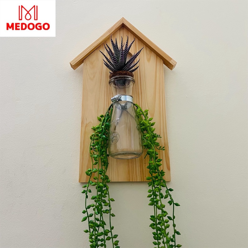 bộ khung gỗ mái nhà MEDOGO treo tường trang trí