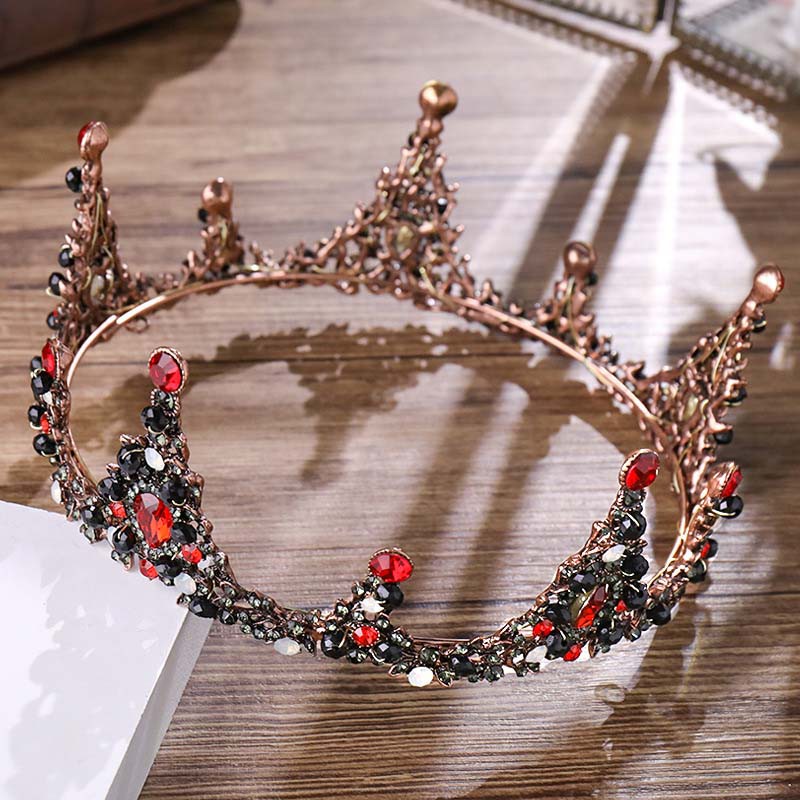 Vương Miện Đính Đá Màu Đỏ Phong Cách Vintage