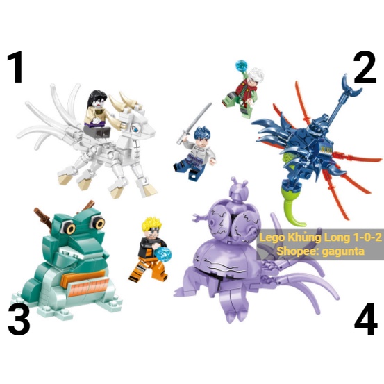 Naruto Lắp Ráp Bộ 4 Vĩ Thú + Nhân Vật 2021 Sasuke Orochimaru Jiraiya Hãng Lele