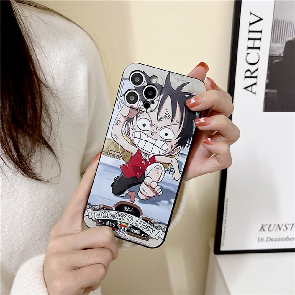 Straw Hat Luffy Case for Samsung Galaxy J2 J7 Prime On7 J3 J5 Pro 2017 J4+ J6+ Plus A10 M10 A11 A10S A20S A02 M02 A03 Core A01 Casing Cute Cartoon One Piece Anime Liquid Silicone Side Painting Lens Protector Soft Phone Cover