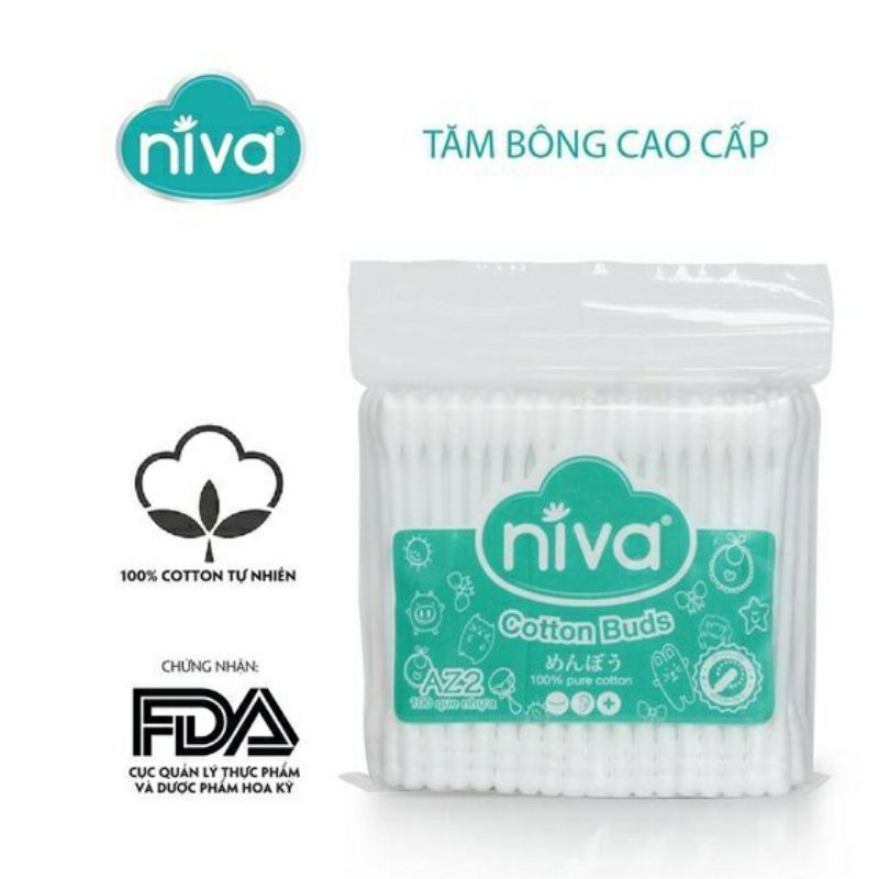 100 Que Bông Tăm Người Lớn Kháng Khuẩn Cao Cấp Niva