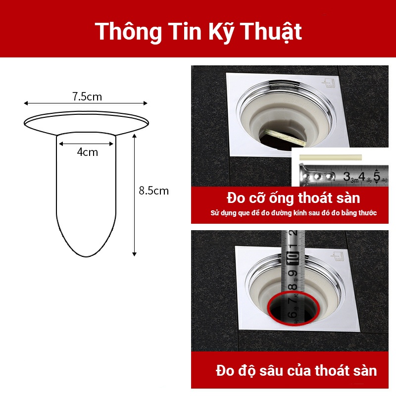 Bộ thoát sàn chống trào ngược nước, ngăn mùi hôi, chống côn trùng