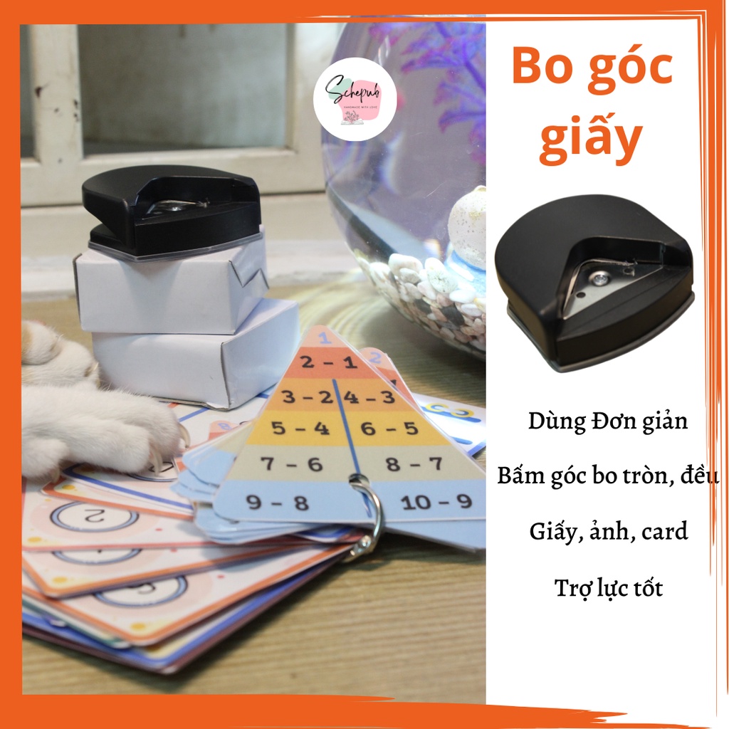 Bấm góc bo tròn giấy, ảnh ép plastic, bìa, thiệp, học liệu, flashcard trợ lực loại tốt màu đen nhỏ gọn