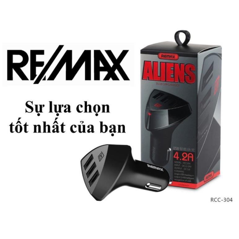 Tẩu sạc oto 3 cổng USB Remax RCC-304 nhỏ gọn tiện lợi FREE SHIP