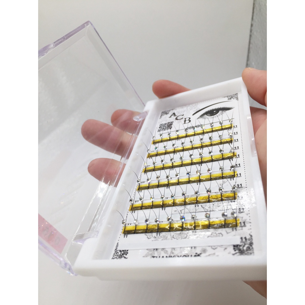 Mi khay độ cong C đính đá 0.15 12mm__dụng cụ nối mi_THÚY HÀ