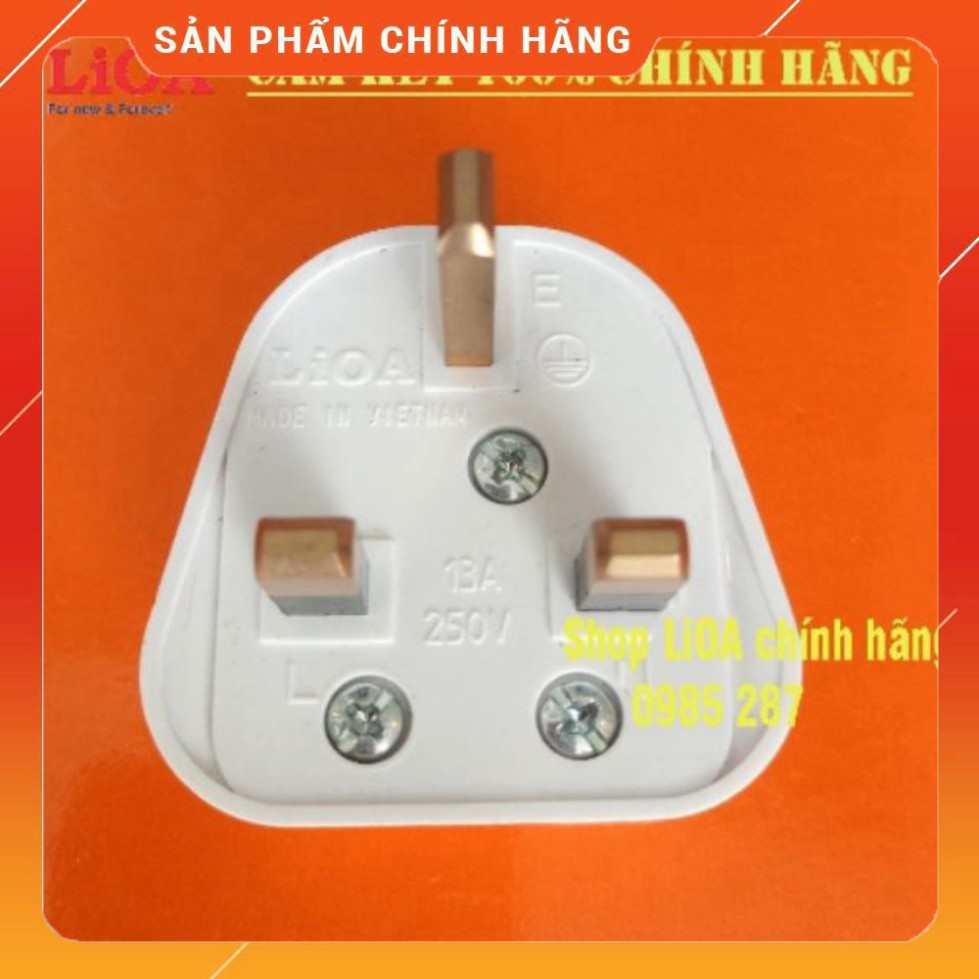 Phích cắm 3 chân LiOA tiêu chuẩn châu âu kiểu Anh có cực nối đất và cầu chì 13A - PUK KATE19