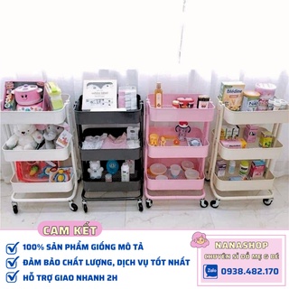 [Sỉ/Lẻ] Kệ đa năng 3 tầng bằng sắt có bánh xe - chính hãng bản siêu nhẹ 9BABY
