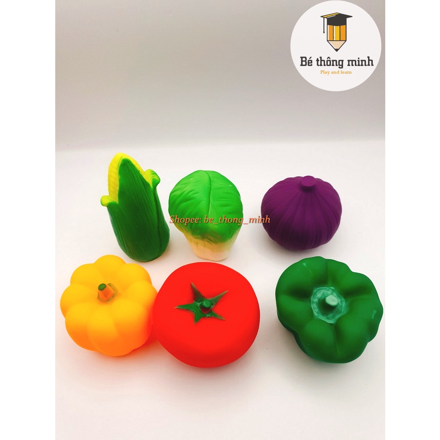 Bộ Rau Củ Quả Bóng Khủng long đồ chơi nhà tăm Kêu Chút Chít