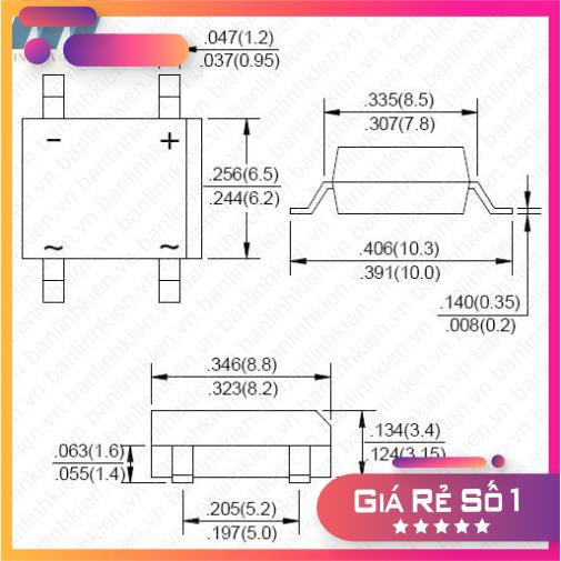 Diode Cầu 1A 1000V DB107S SMD