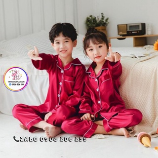 Bộ ngủ Pijama cho bé chất phi có bóng dài tay thu đông cho bé trai bé gái 11 đến 60kg