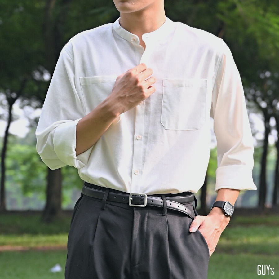 [HÀNG THIẾT KẾ] Áo sơ mi đũi dài tay cổ trụ Hey i just met you GUY's Closet, Cổ trụ, Nhiều màu