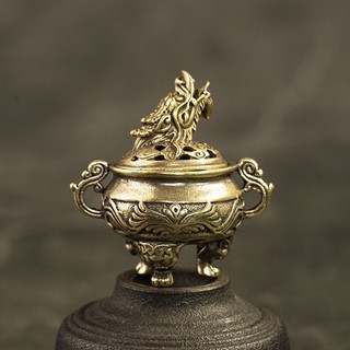 Tượng Trưng Bày Phong Thủy Bằng Đồng Hình Lư Hương Rồng (Kích cỡ: 5.2 x 5.0cm)