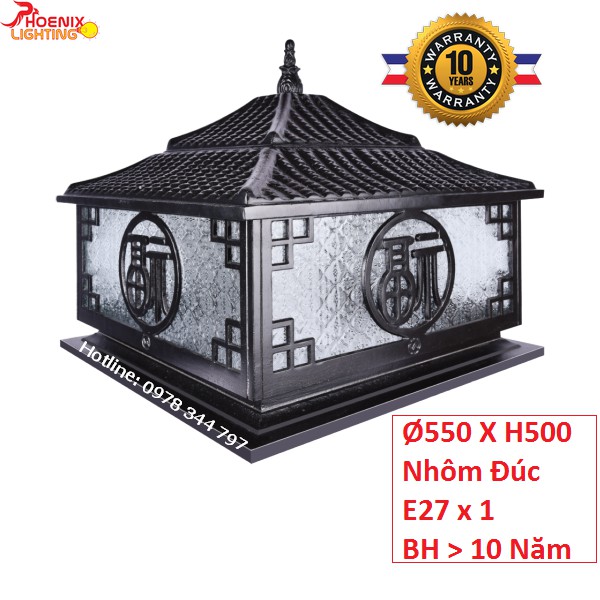 ĐÈN TRỤ CỔNG NHÔM ĐÚC BH 10 NĂM