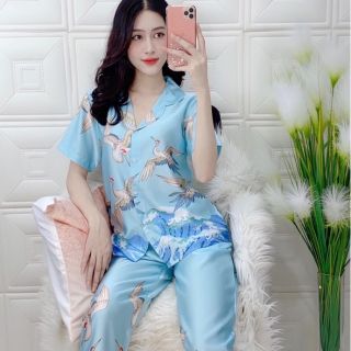 Đồ pijama phi lụa satin con hạt thời trang