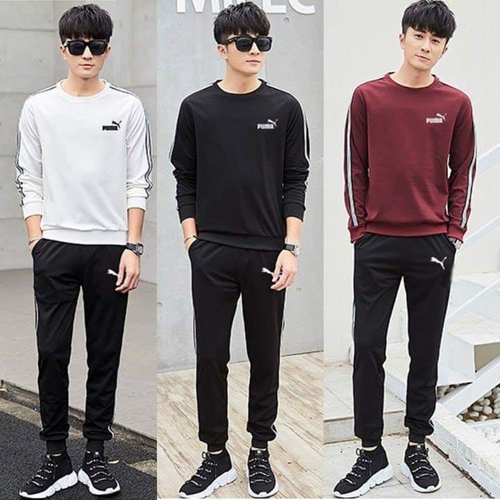 Set nguyên bộ đồ thể thao nam thu đông dài cổ tròn cách điệu