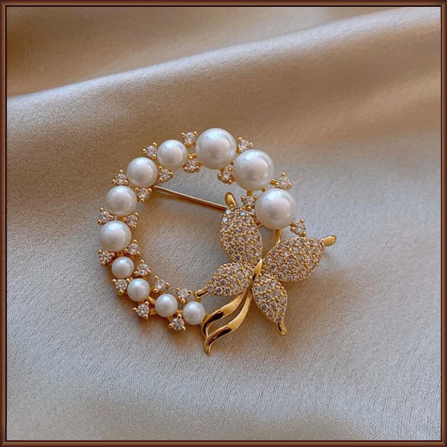 Ghim Cài Áo Hình Bướm Đính Ngọc Trai Giả Thời Trang Cho Nữ