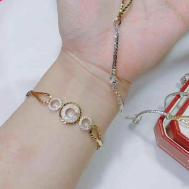 Lắc tay Bạc Ý xi hai màu